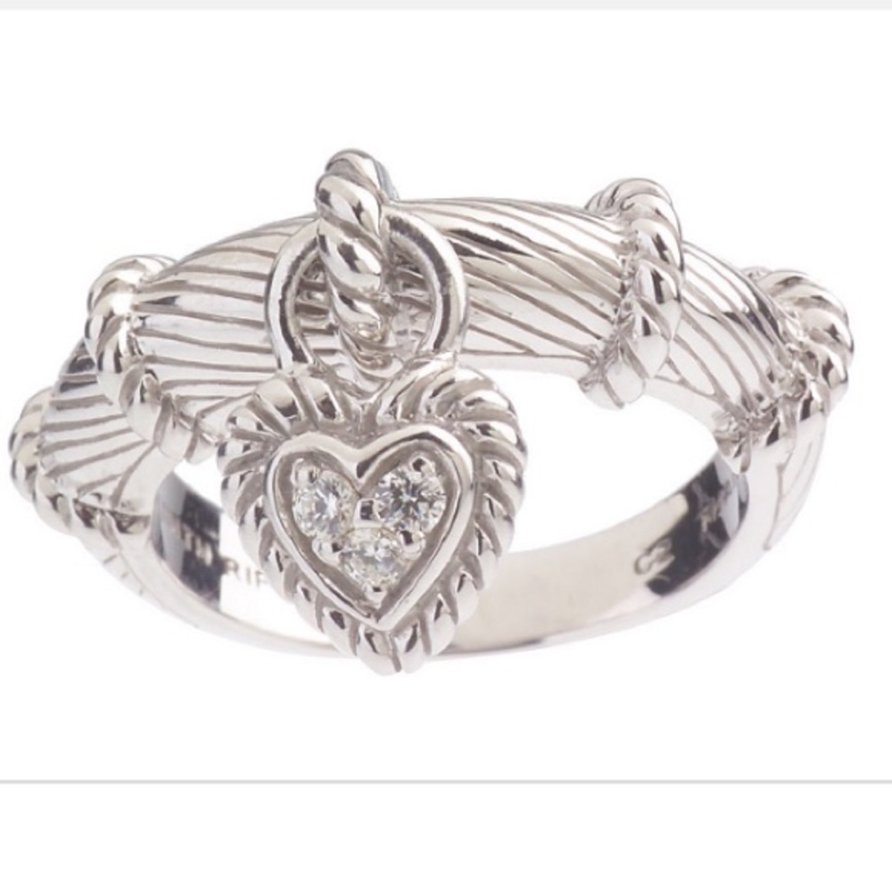 Judith Ripka Diamonique Heart Sterling Silver Ring